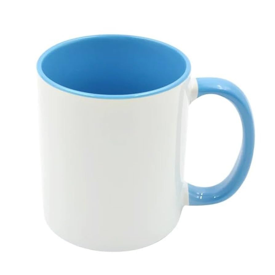 Personalized Photo & Text Ceramic Coffee Mug (Dual-Tone Light Blue) – 325ml