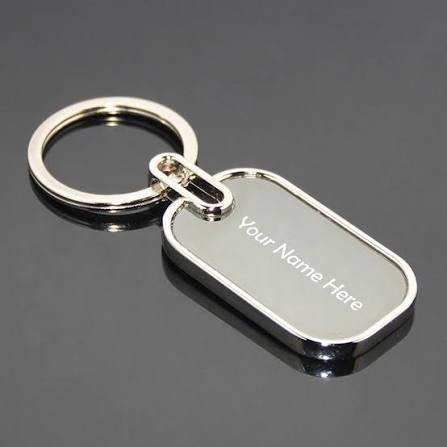 Personalized Name Engraved Metallic Keychain (Silver Finish) – Custom Gift for Him & Her
