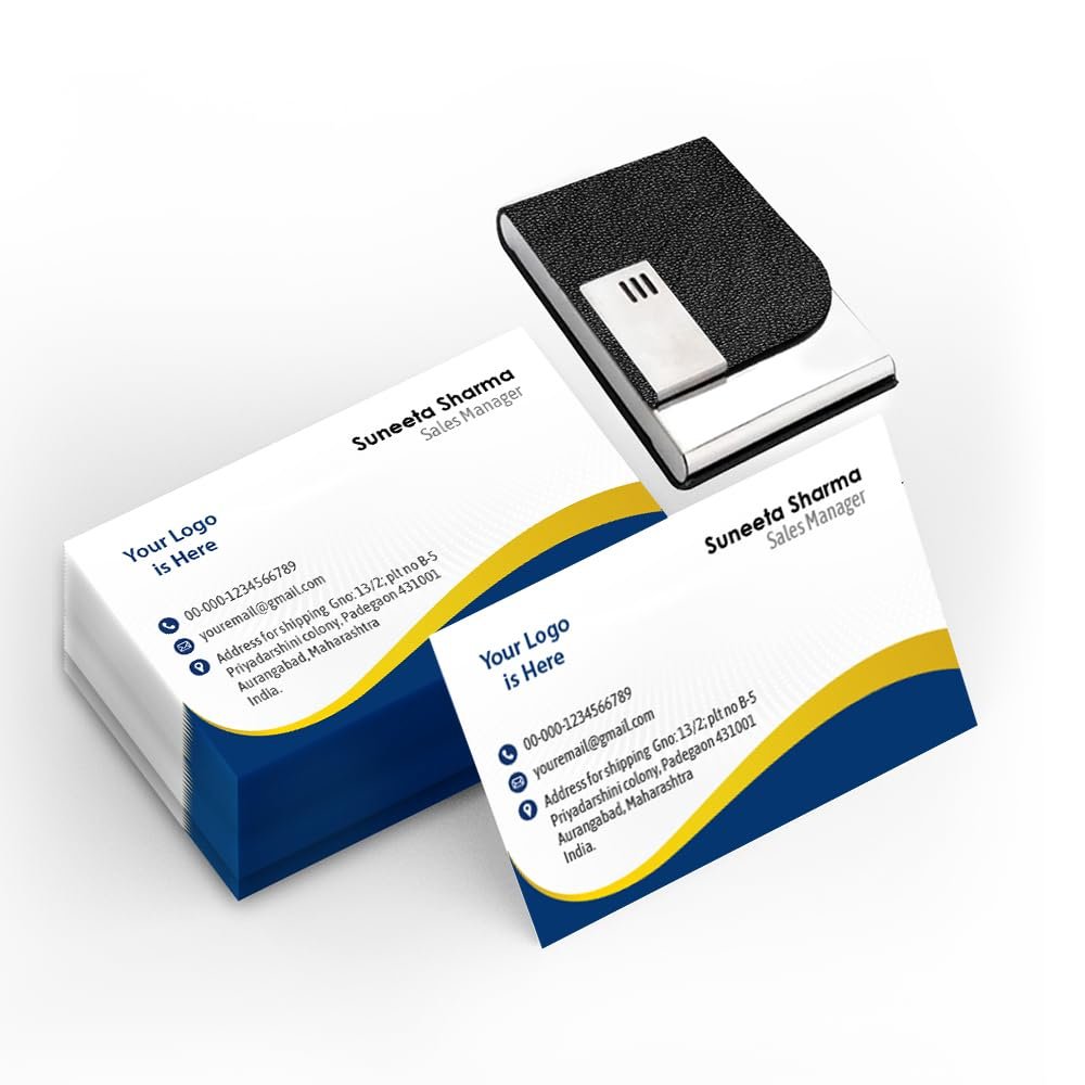 Professional Visiting Cards & Custom Engraved Business Card Holder Combo – Full Color Print (300+ GSM)
